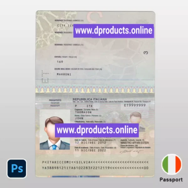 Italy Passport PSD Template