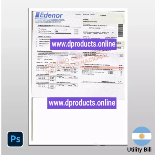 Argentina Utility Bill PSD Template