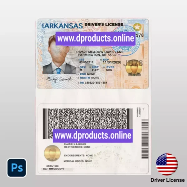 Arkansas Driving License (DL) PSD Template