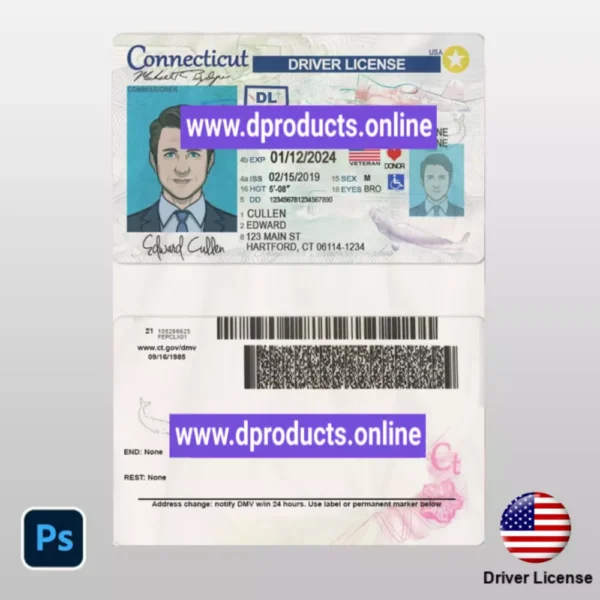 Connecticut  Driving License (DL) PSD Template
