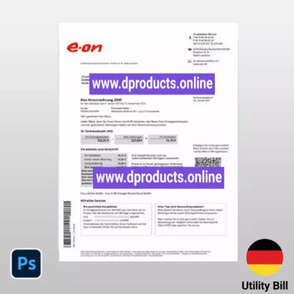 Germany Utility Bill PSD Template