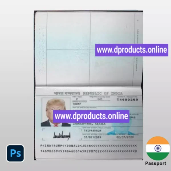 India  Passport PSD Template
