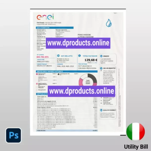 Italy Utility Bill PSD Template