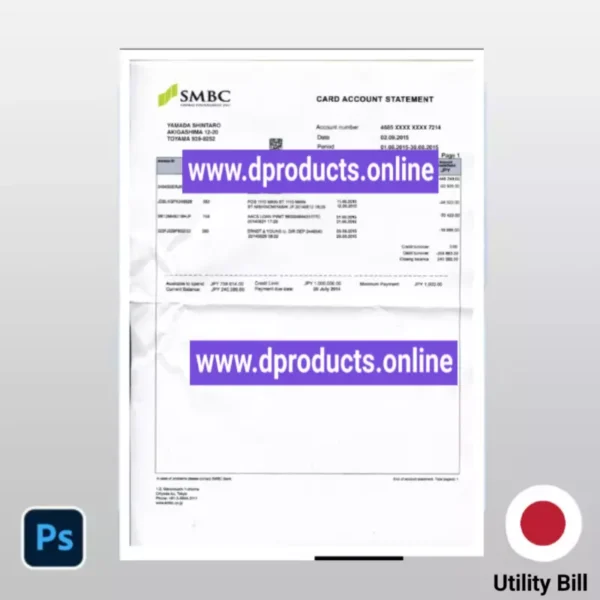 Japan Utility Bill PSD Template