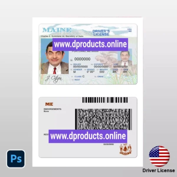 Maine Driving License (DL) PSD Template
