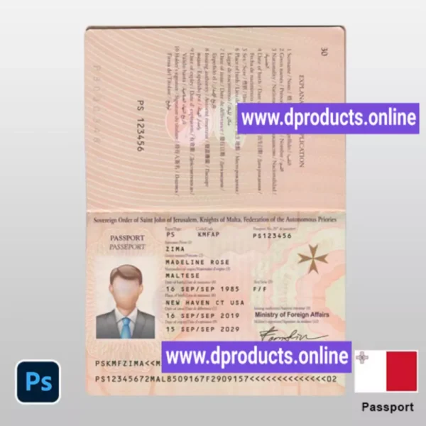 Malta Passport PSD Template
