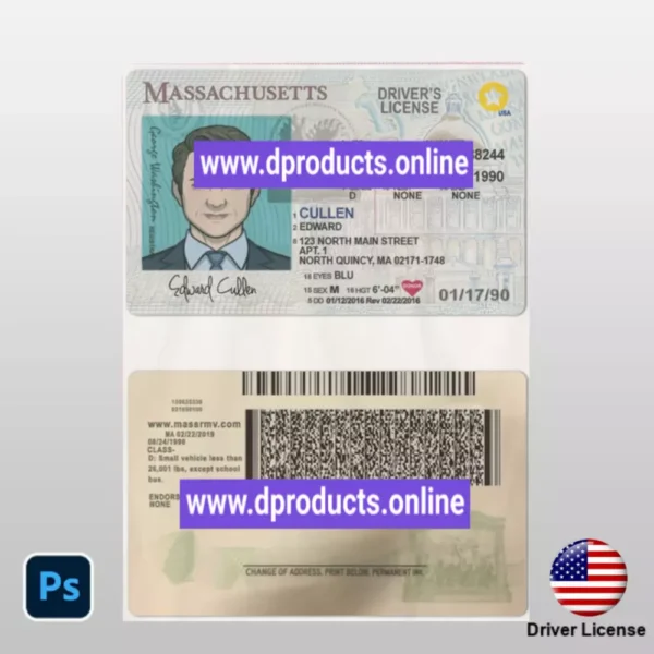 Massachusetts Driving License (DL) PSD Template
