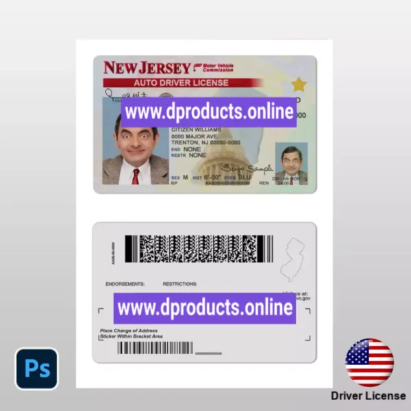 New Jersey Driving License (DL) PSD Template