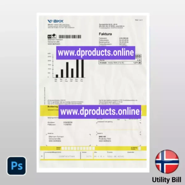 Norway Utility Bill PSD Template