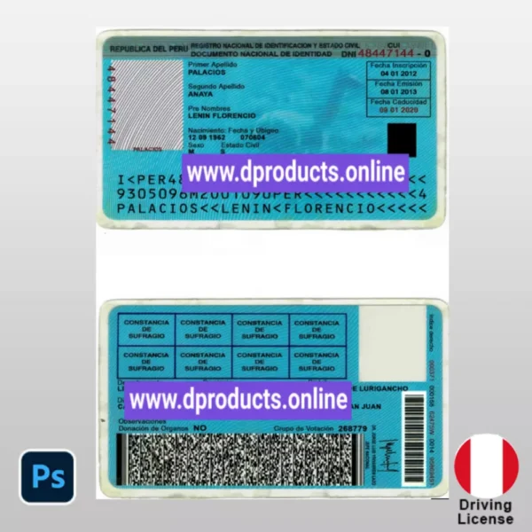 Peru Driving License (DL) PSD Template
