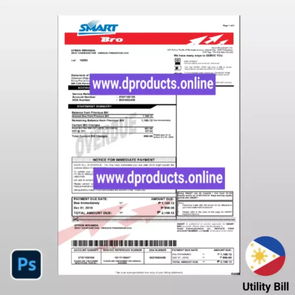 Philippines Utility Bill PSD Template