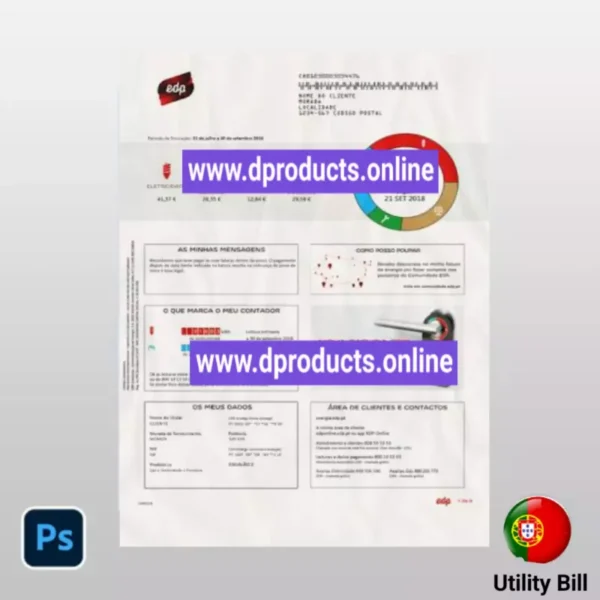 Portugal Utility Bill PSD Template