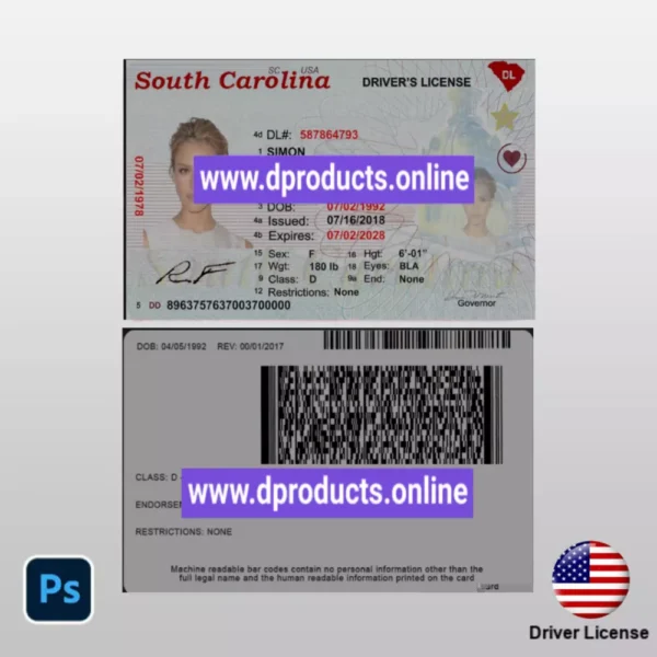 South Dakota  Driving License (DL) PSD Template