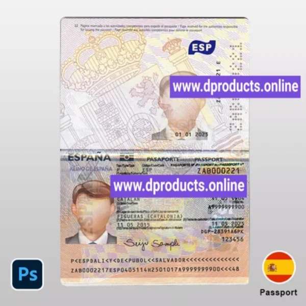 Spain Passport PSD Template