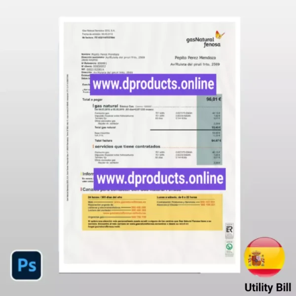 Spain Utility Bill PSD Template