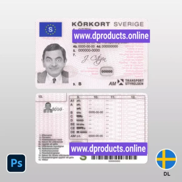 Sweden Driving License (DL) PSD Template