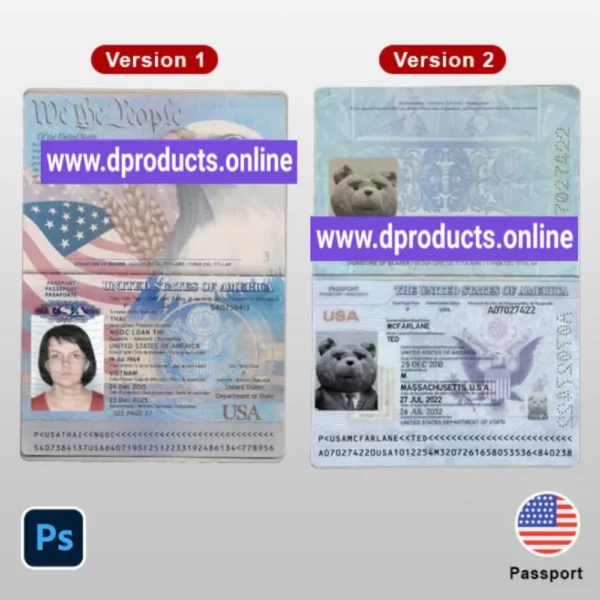United States USA Passport PSD Template