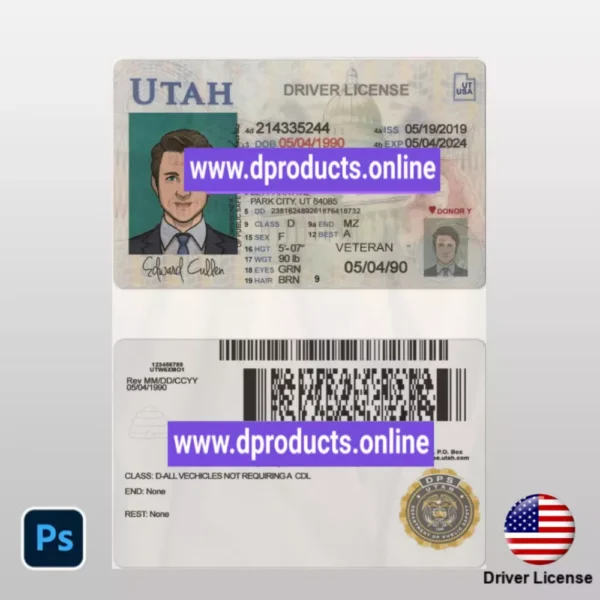 Utah Driving License (DL) PSD Template