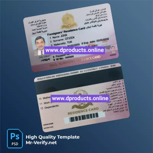 Kurdistan Resident Card PSD Template