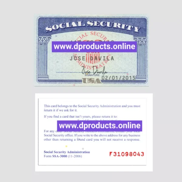 USA United States SSN Card PSD Template