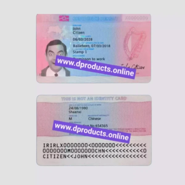 Ireland Resident Card PSD Template