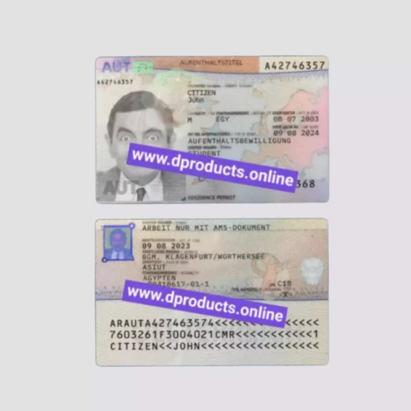 Austria Resident Card PSD Template