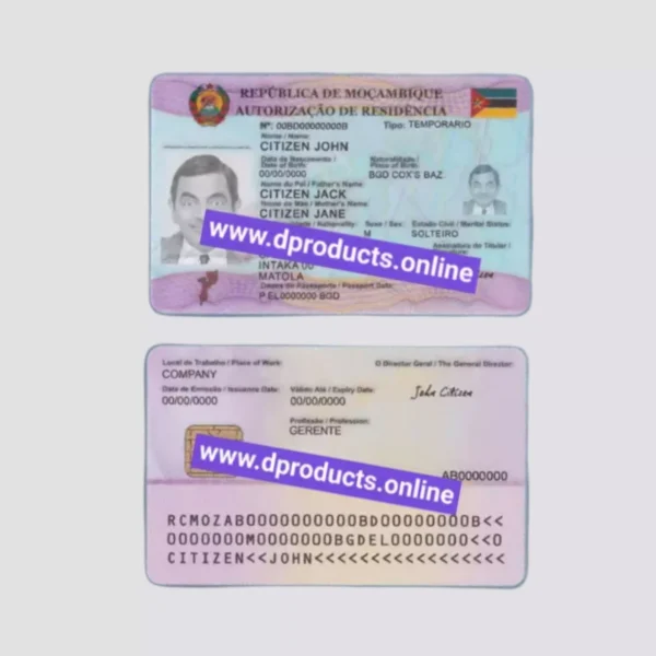 Mozambique Resident Card PSD Template