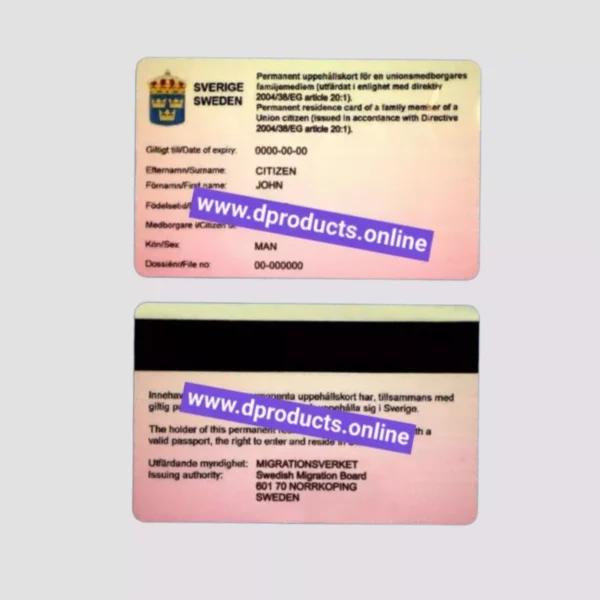 Sweden Resident Card PSD Template