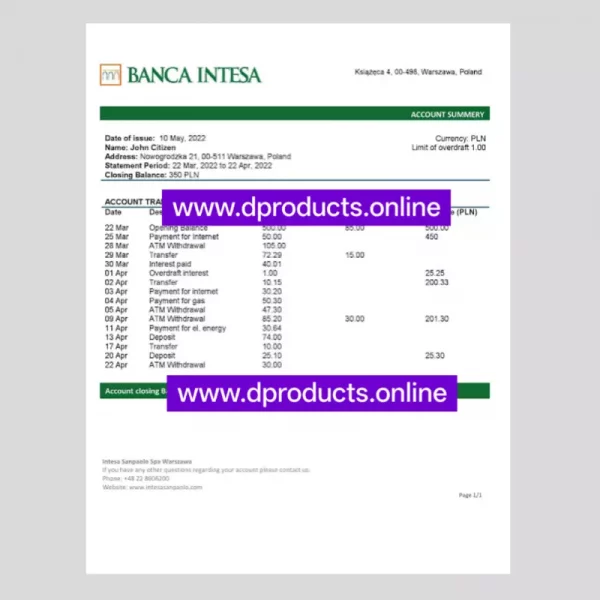 Philippines Bank Statement PDF Template