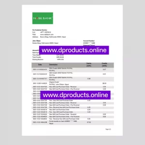 Nepal Bank Statement PDF Template