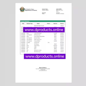 Nauru Bank Statement PDF Template