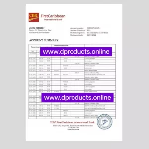 Saint Vincent and the Grenadines Bank Statement PDF Template