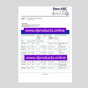Botswana Bank Statement PDF Template