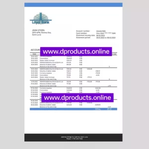 Saint Lucia Bank Statement PDF Template