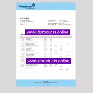 Vietnam Bank Statement PDF Template