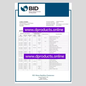 Dominican Republic Bank Statement PDF Template