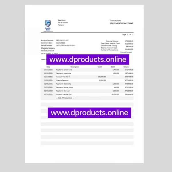 Suriname Bank Statement PDF Template
