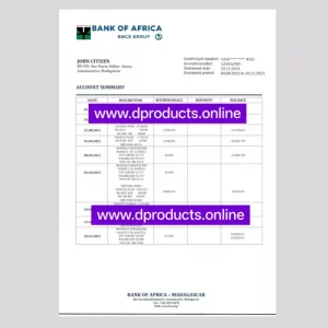Madagascar Bank Statement PDF Template