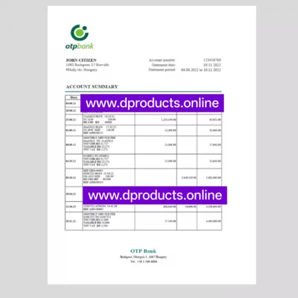 Mongolia Bank Statement PDF Template