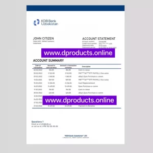 Uzbekistan Bank Statement PDF Template