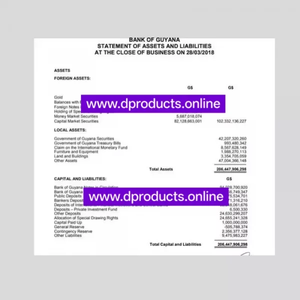 Guyana Bank Statement PDF Template