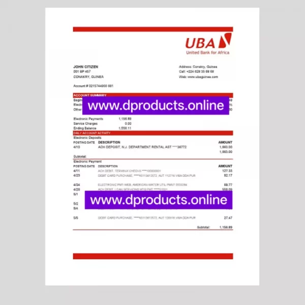 Niger Bank Statement PDF Template