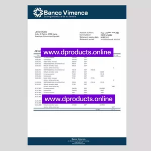 Dominica Bank Statement PDF Template