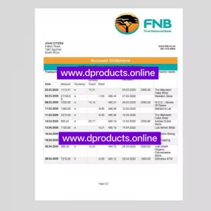South Africa Bank Statement PDF Template