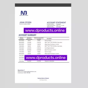 Malawi Bank Statement PDF Template