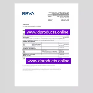 Paraguay Bank Statement PDF Template