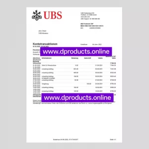 Switzerland Bank Statement PDF Template