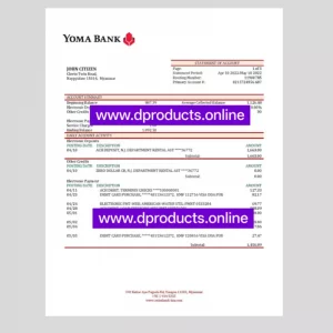 Myanmar Bank Statement PDF Template