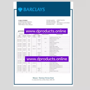 Montenegro Bank Statement PDF Template