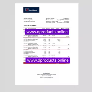 Iceland Bank Statement PDF Template